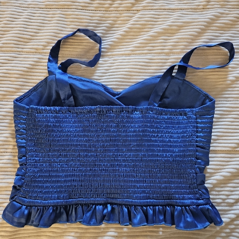 BOG Collective Blue Ruched Tank Top Size L - Picture 5 of 10